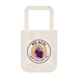 Acai Berry Organic Canvas Tote - "Mr Acai" Logo Reusable Market Bag